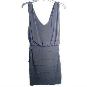 Laundry by Shelli Segal Dress Size 4 Black Tiered Draped Lined LBD Side Zip